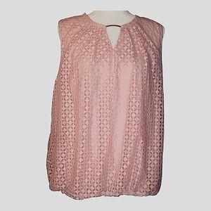Liz Claiborne Pink Boxy Blouse with Keyhole Neckline